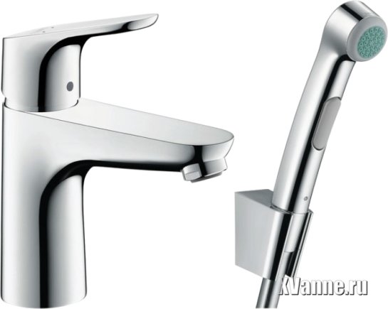 Смеситель для раковины Hansgrohe Focus 100 с душем и донным клапаном Push-Open