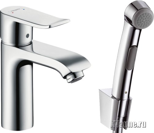 Смеситель для раковины Hansgrohe Metris с душем и сливным клапаном Push-Open